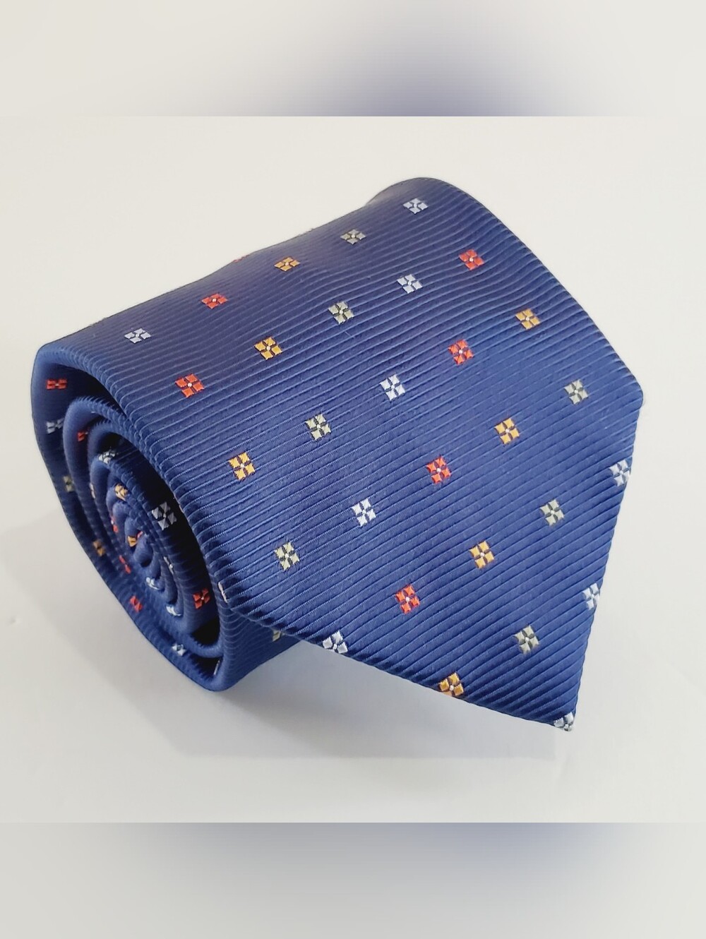 Henry Jacobson Blue Geometric Pattern Men's Silk Neck Tie Jacquard Fabric